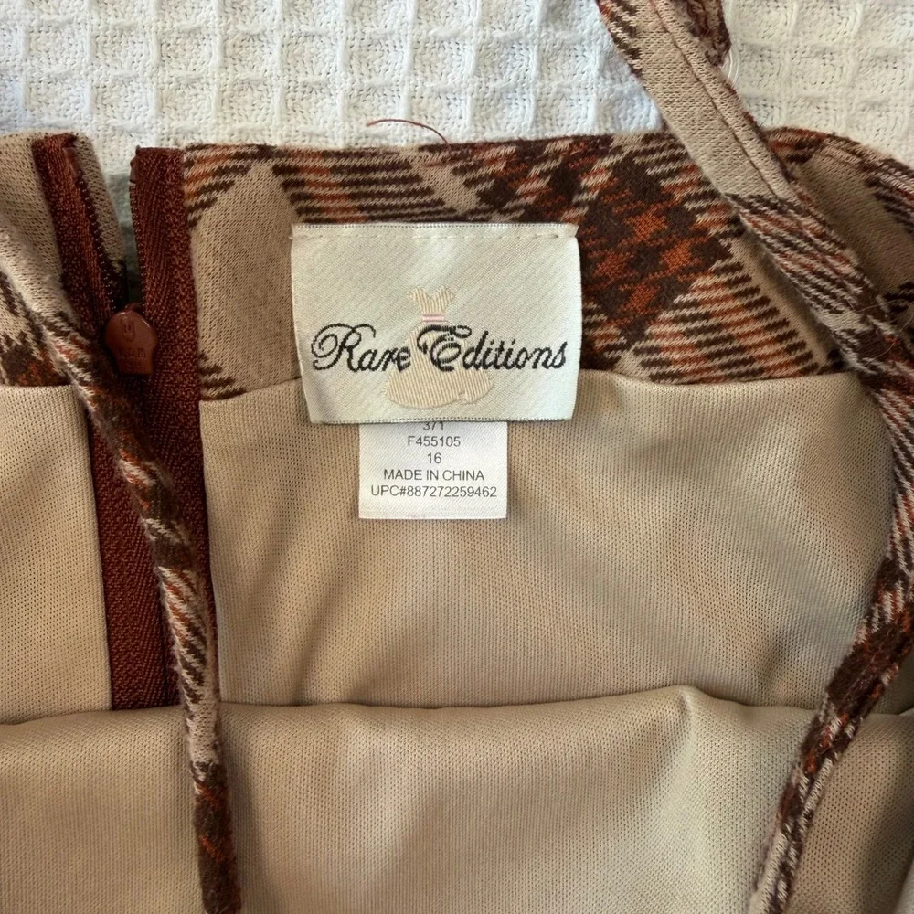 Rare Editions Girls Brown Plaid Skort Romper‎ Jumper Size 16 F455105